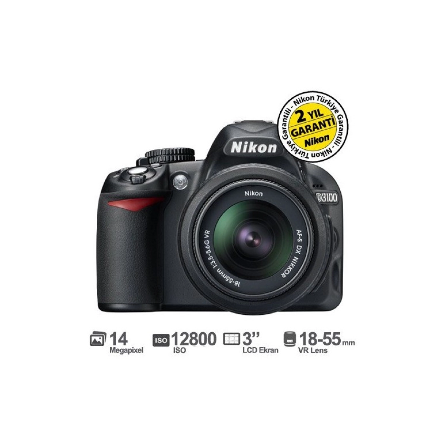 Nikon D3100 18-55Mm Vr Kit 14.2 Mp 3” Lcd Dslr Dijital Fotoğraf Makinesi ürün görseli