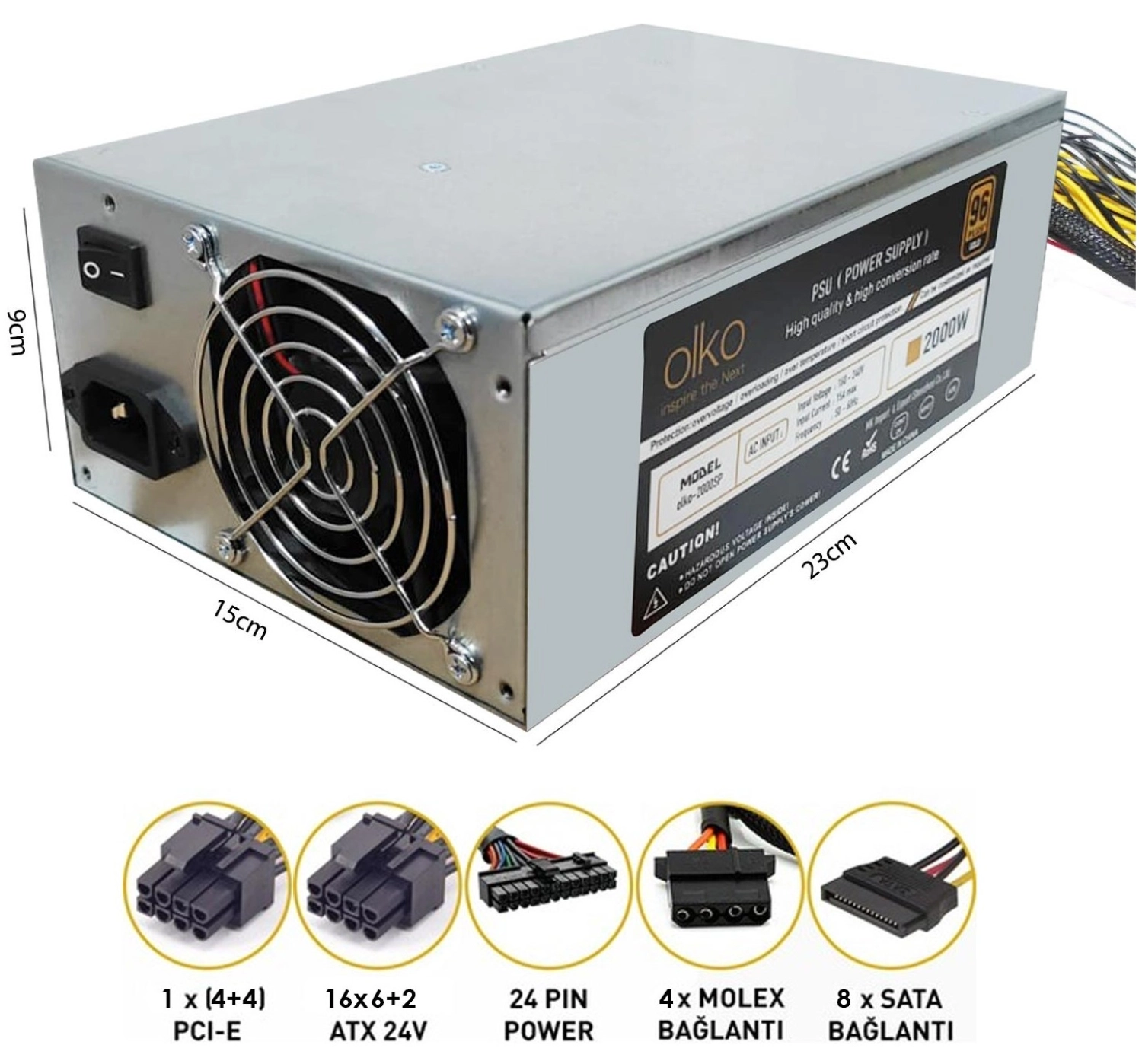 Olko Power Supply 2000W 96 Plus Çoklu 2 Fanlı Mining Için Olko Sp-2000 ürün görseli