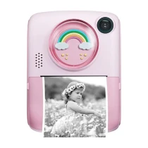 Pazariz Anlık Termal Yazıcılı Dijital Çocuk Kamerası 2.0 Inç Hd 1080P Instant Photo Printer Camera Pembe