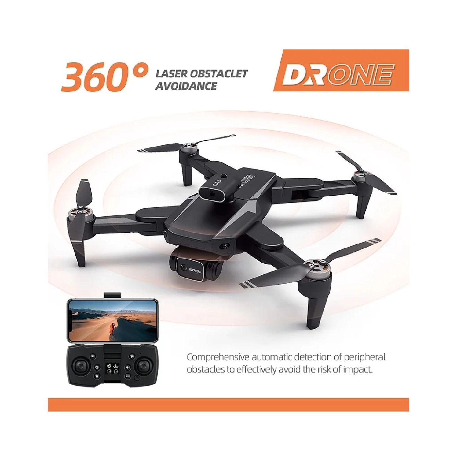 Pazariz Hd Dual Kamera Katlanır Çantalı Drone Seti Siyah Fırçasız Motor Geri Dönüş Özellikli - Görsel 3