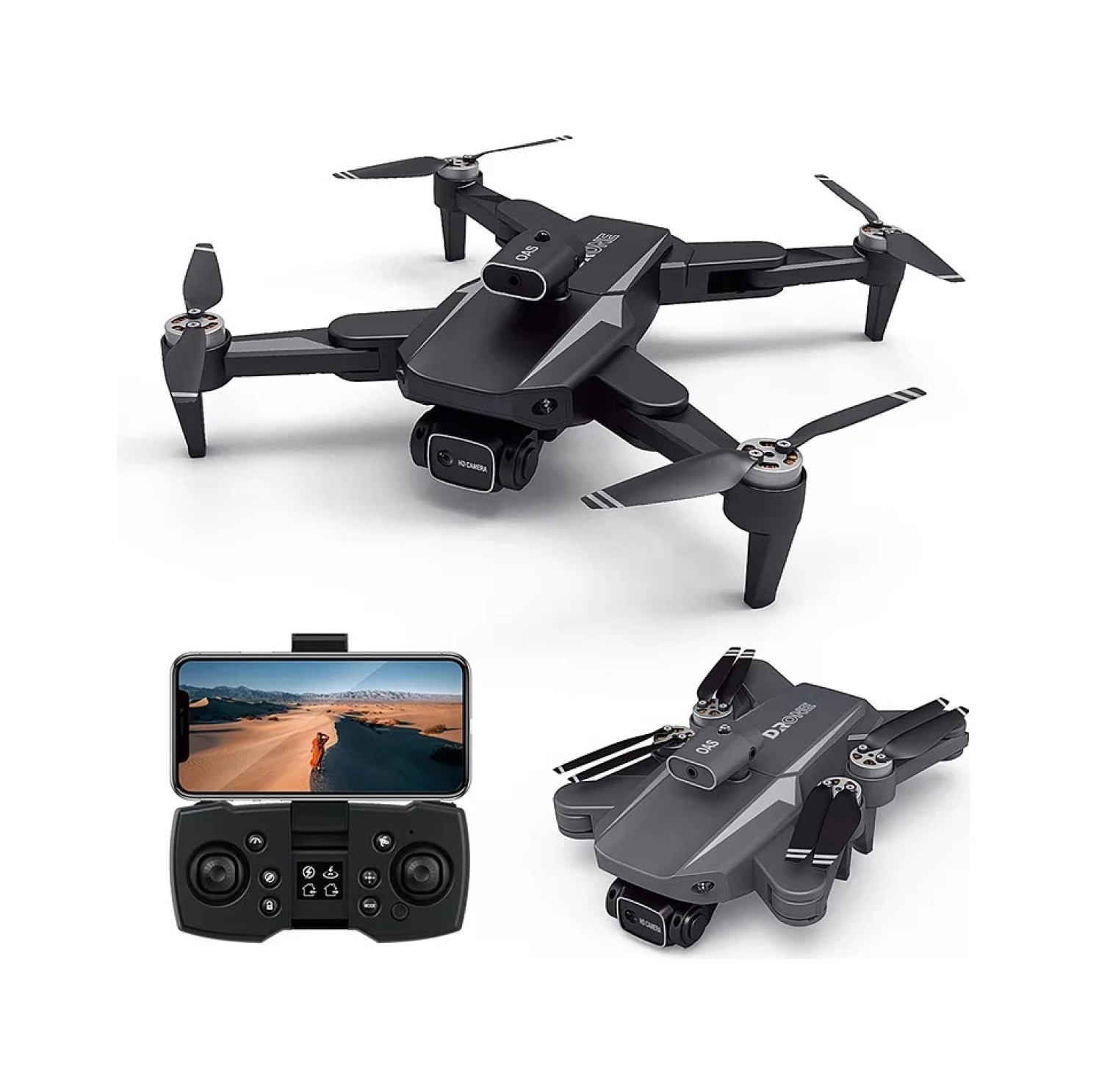 Pazariz Hd Dual Kamera Katlanır Çantalı Drone Seti Siyah Fırçasız Motor Geri Dönüş Özellikli - Görsel 2