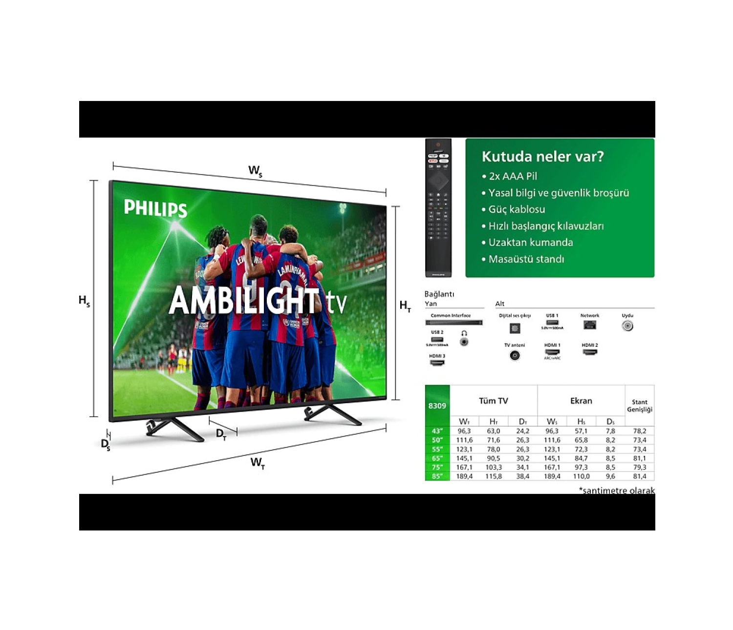 Philips 55Pus8309 4K Ultra Hd 55" 140 Ekran Uydu Alıcılı Smart Led Tv - Görsel 2