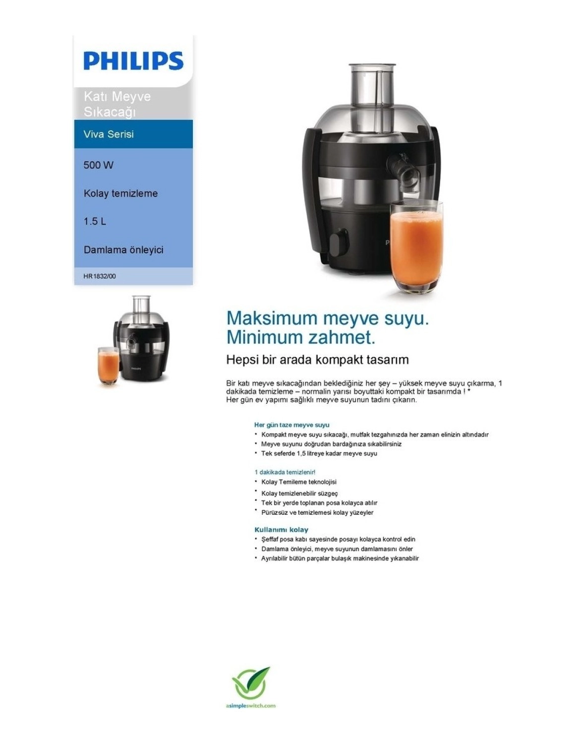 Philips Philip Katı Meyve Sıkacağı Viva Collectıon - Görsel 3