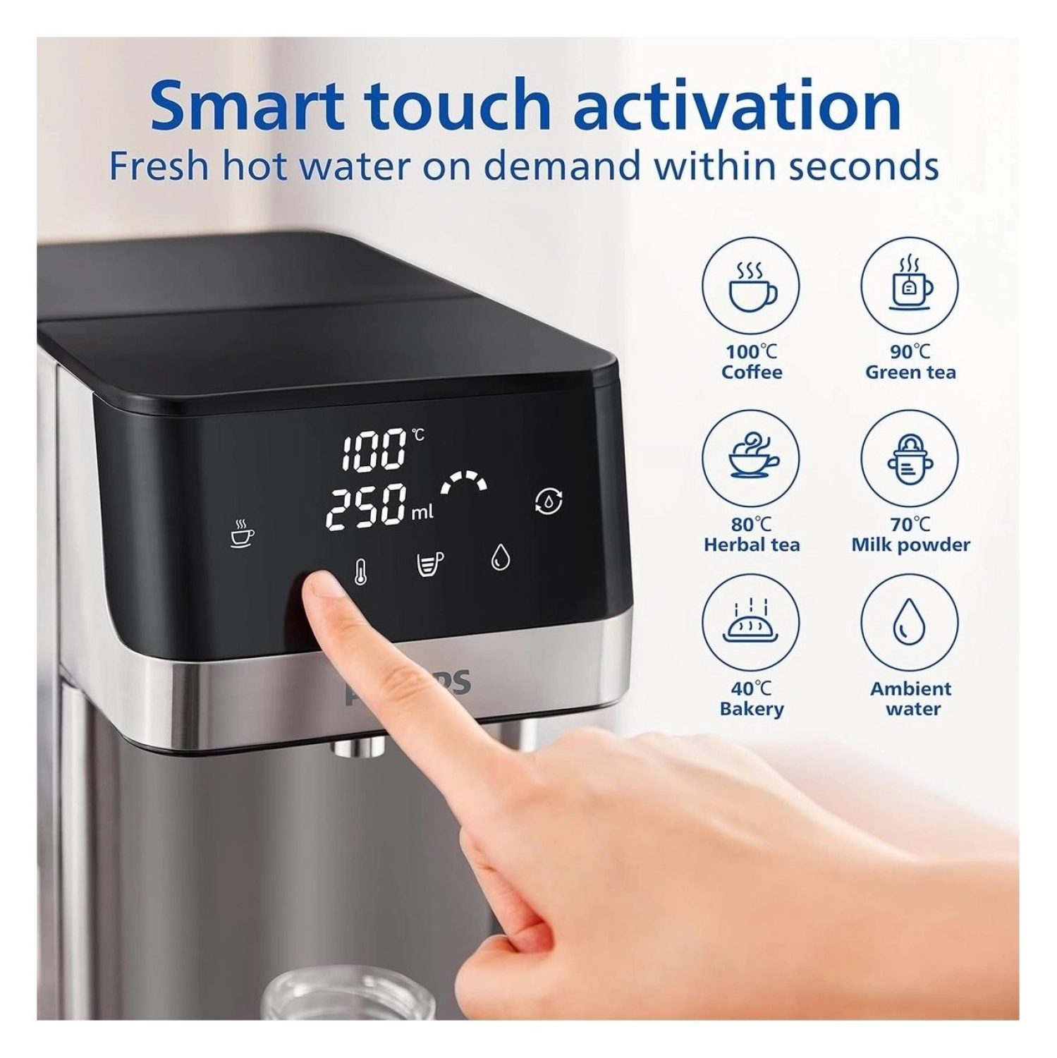 Philips Water Station Sıcak Su Sebili, 2.2L Kapasite, 6 Sıcaklık Seviyesi Ve Dokunmatik Kontrol - Görsel 3