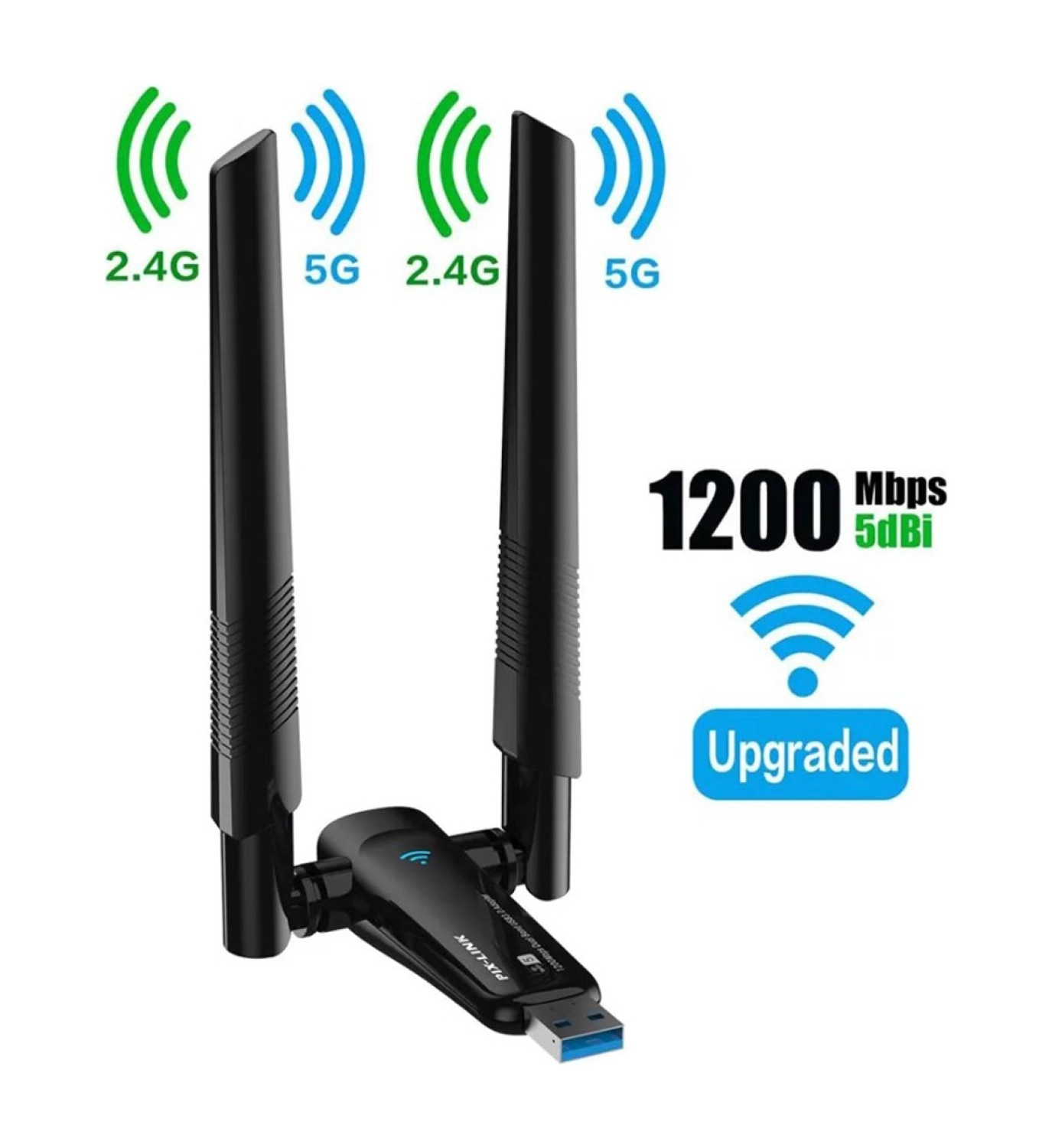 Platoon Pl-9340 Ac1200 867Mbps 5Ghz + 300Mbps 2.4 Ghz Çift Anten Wireless Usb Adaptör ürün görseli