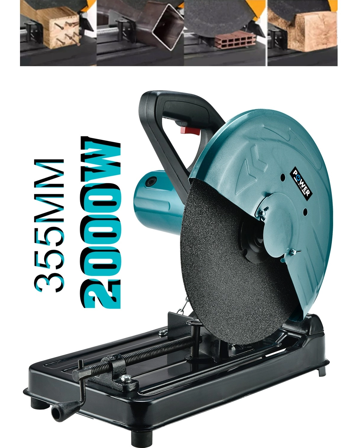 Power Black Alman 2000 W 355 Mm Bakır Sargılı Metal Şanzıman Profesyonel Profil Metal Kesme Makinesi ürün görseli