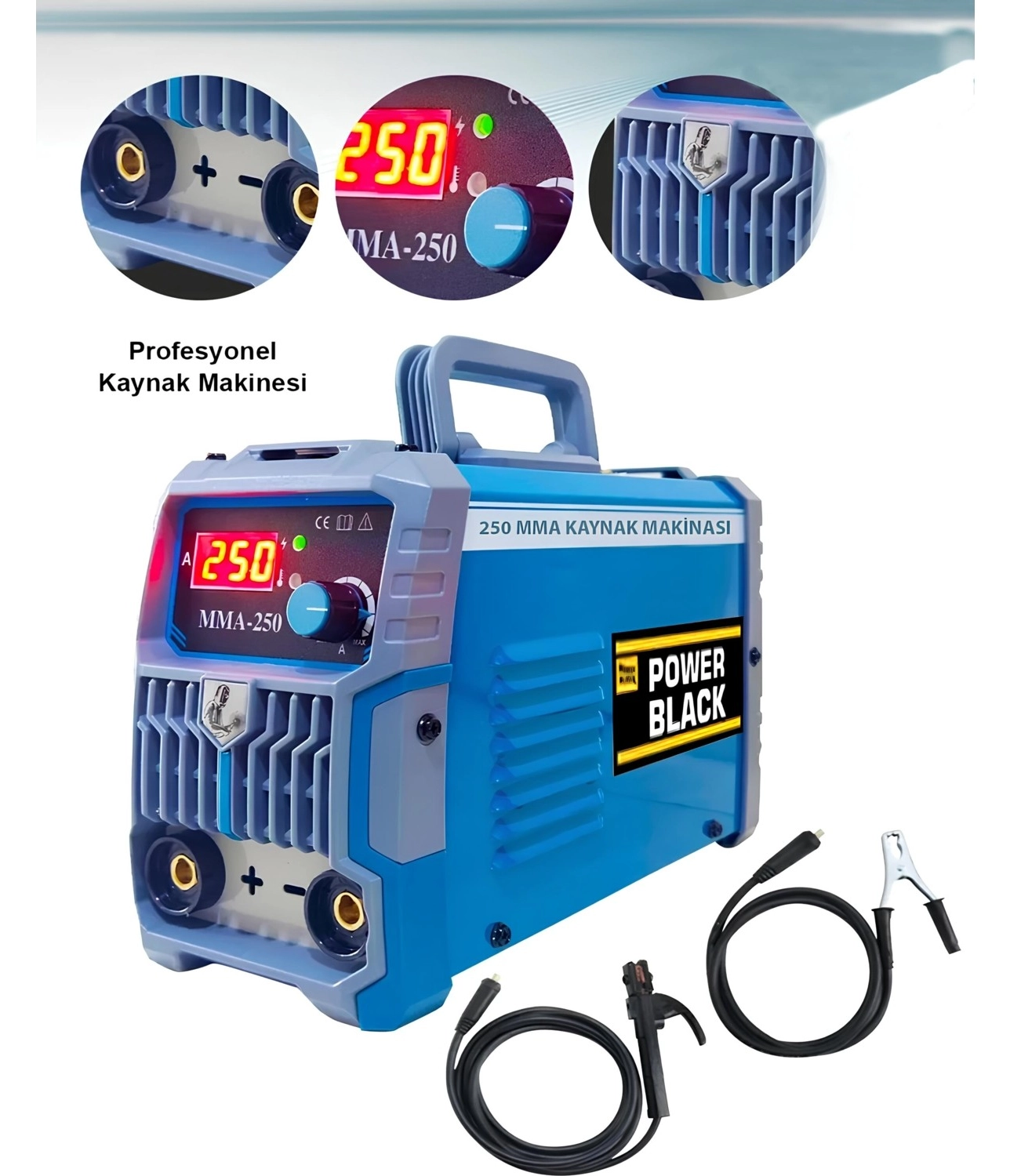 Power Black inverter Kaynak Makinesi 200 Amper Profesyonel Dijital Göstergeli - Görsel 2