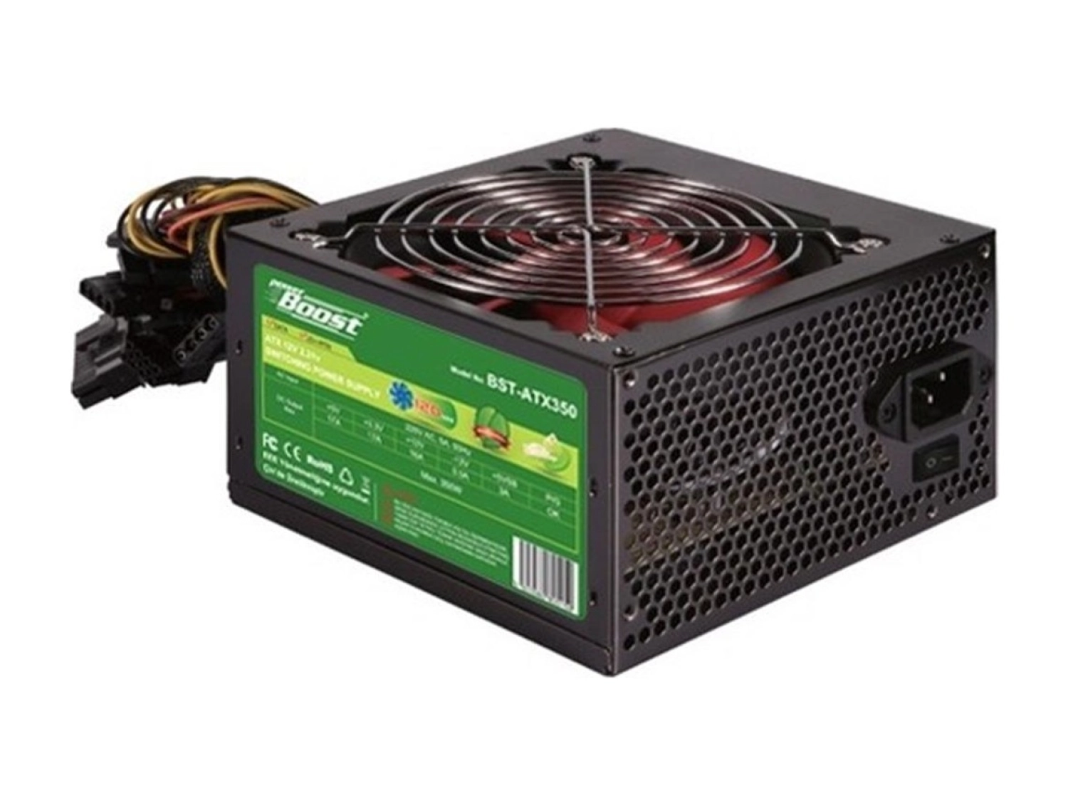 Powerboost Bst-Atx350R 350W, Ppfc 12Cm Kırmızı Fanlı Atx Psu (Retail Box) - Görsel 2