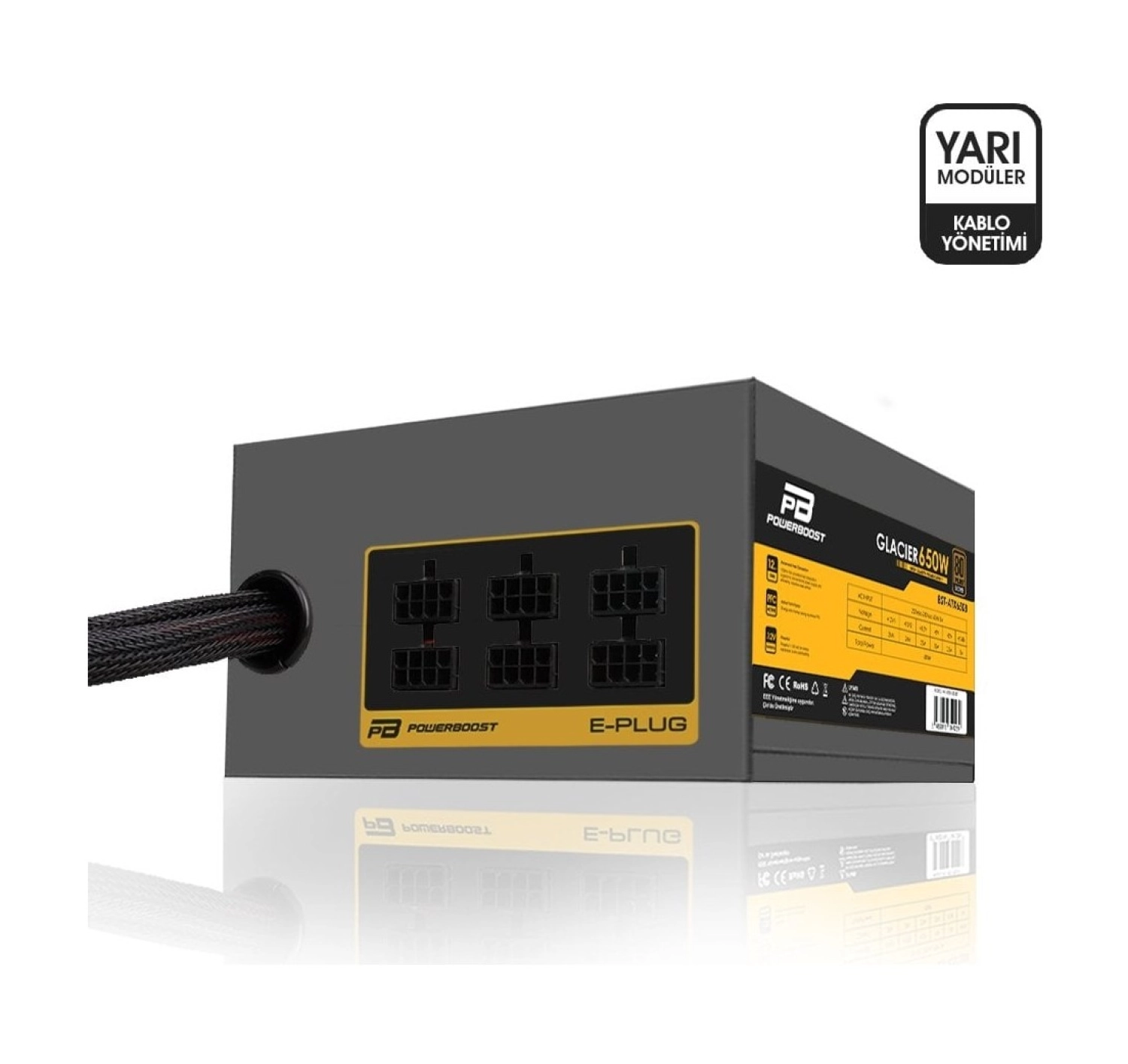 Powerboost Power Boost Bst-Atx650B Glacier 650W 80+ Bronze Modüler 12Cm Fanlı Atx Power Supply - Görsel 4