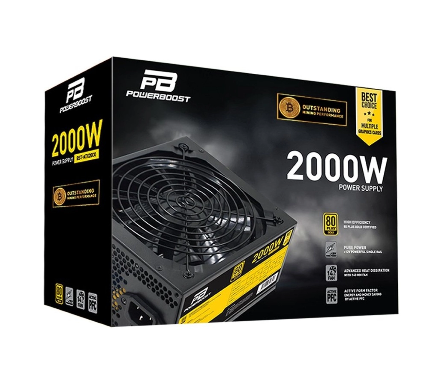 Powerboost Power Boost Powerboost Bst-Atx2000 2000W 14Cm Siyah Fan, Mining Atx Power Supply (Retail) - Görsel 4