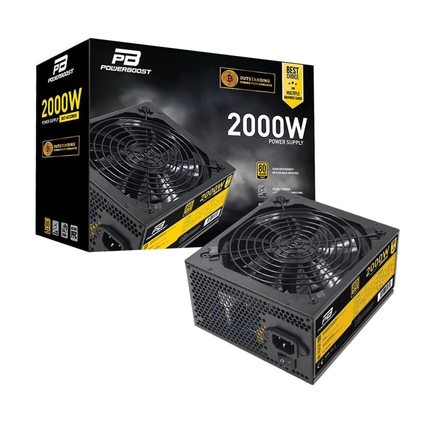 Powerboost Power Boost Powerboost Bst-Atx2000 2000W 14Cm Siyah Fan, Mining Atx Power Supply (Retail) ürün görseli