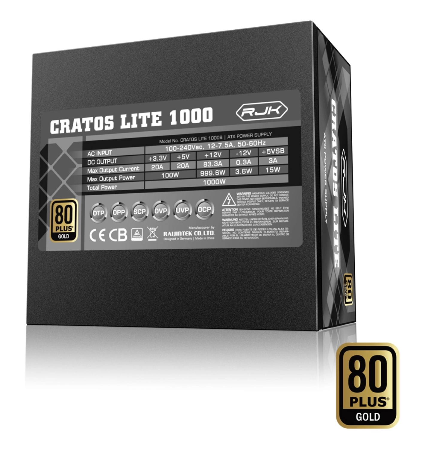 Raijintek Cratos Lite 1000W 80+ Gold Atx 3.1 Pcıe 5.1 Siyah Güç Kaynağı (0R30B00036) - Görsel 2