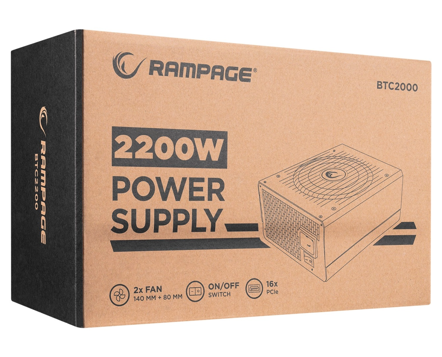 Rampage Btc2200 Real 2200W 16* Pcıe Vga Soket 14Cm+8Cm 2* Fanlı Bitcoin Power Supply - Görsel 5