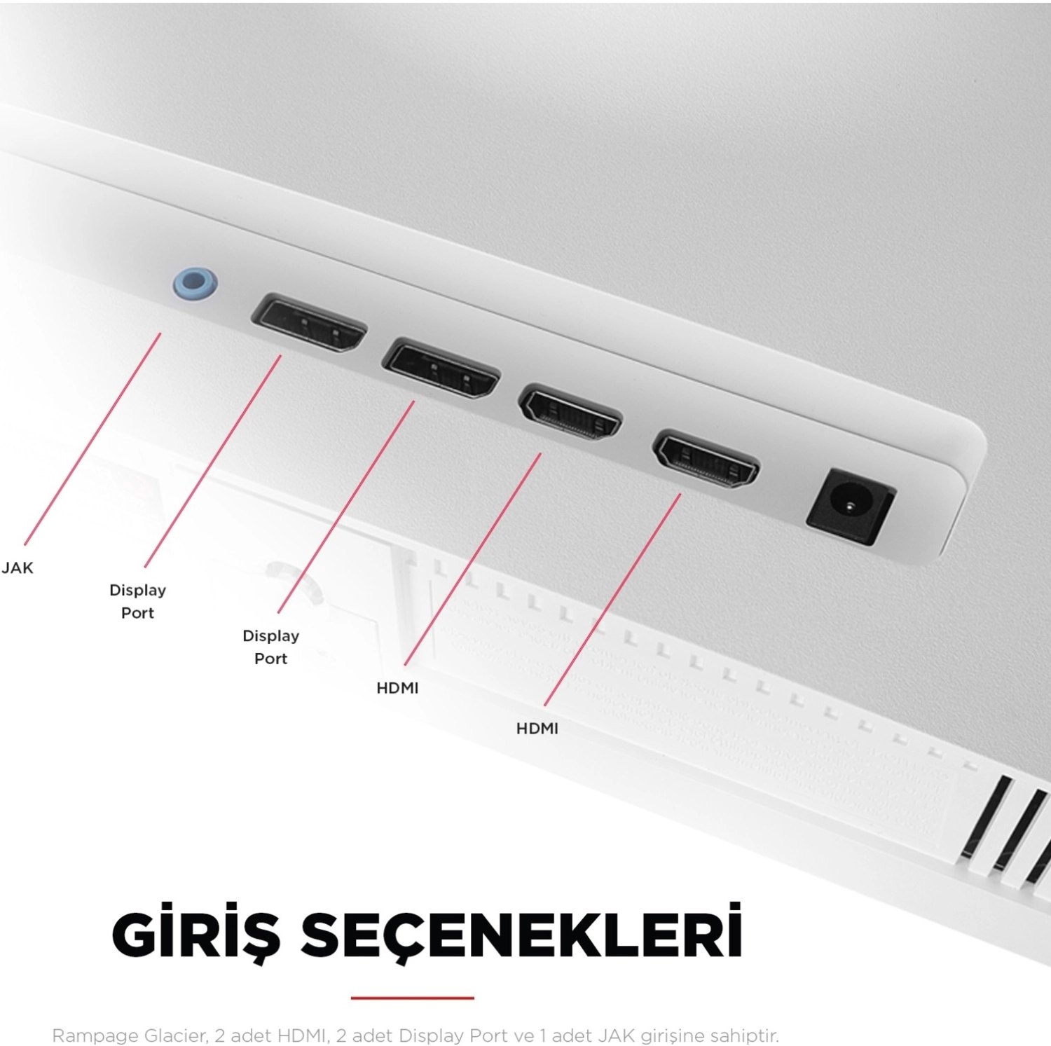 Rampage Glacier Gl27R180Q 27" Qhd 2K 180Hz 1Ms Ips G-Sync/Freesync Rgb Pivot Beyaz Oyuncu Monitörü - Görsel 8