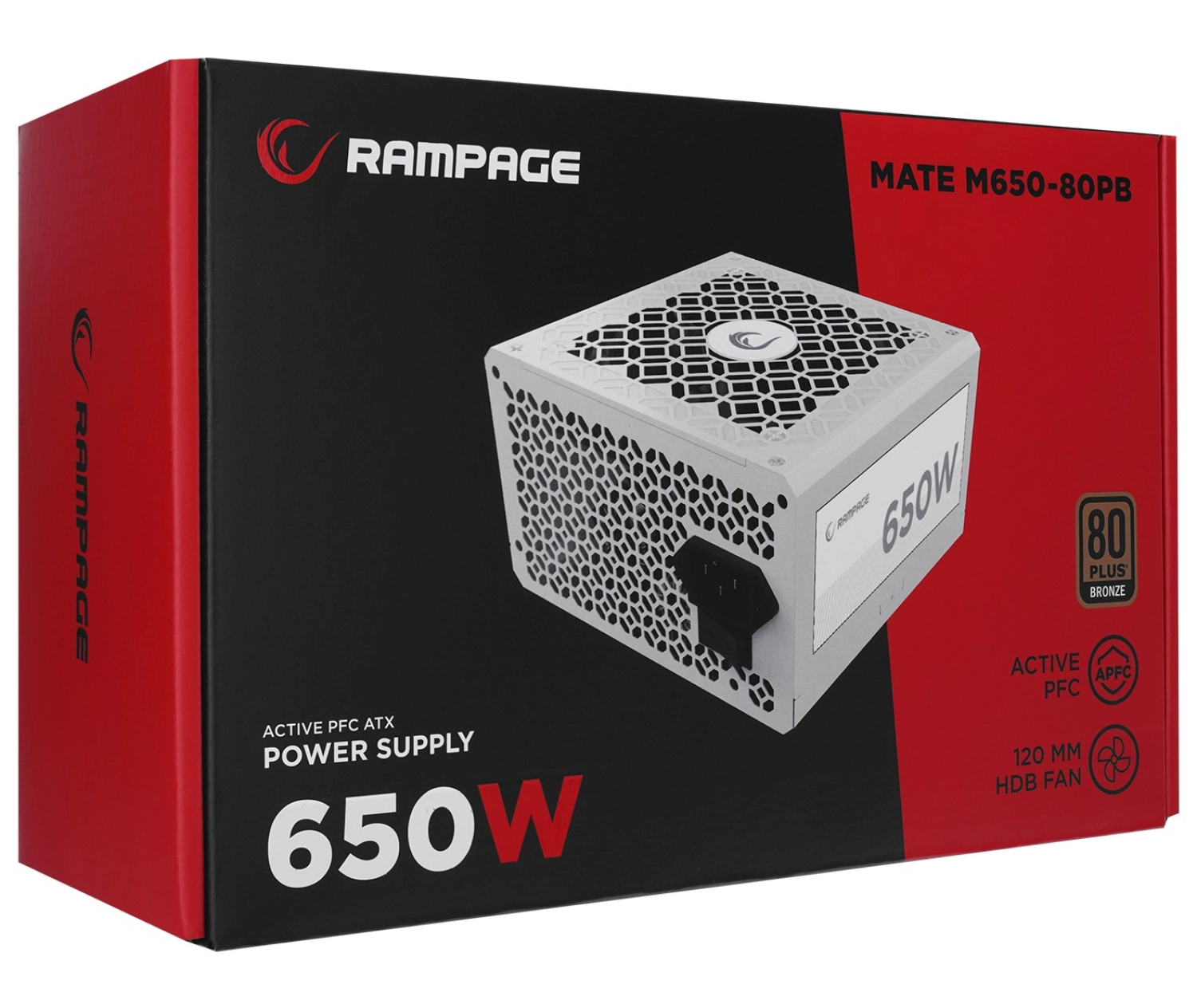 Rampage Mate M650-80Pb 650W 12Cm Fan Full Modular 80 Plus Bronze Aktif Pfc Beyaz Power Supply - Görsel 6