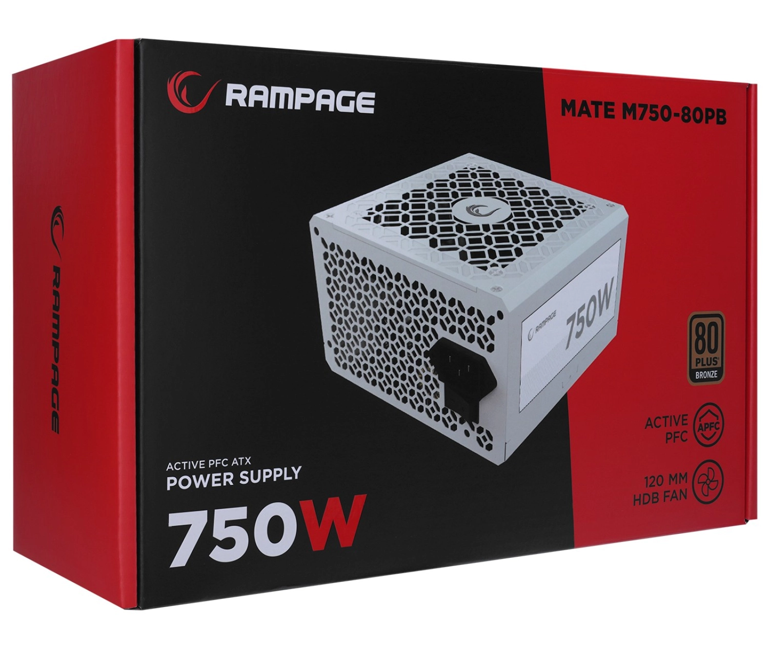 Rampage Mate M750-80Pb 750W 12Cm Fan Full Modular 80 Plus Bronze Aktif Pfc Beyaz Power Supply - Görsel 6