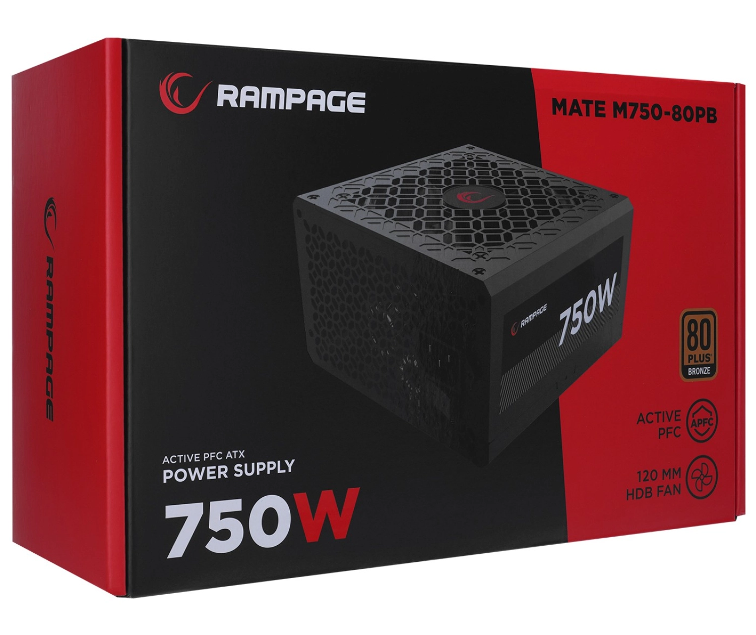 Rampage Mate M750-80Pb 750W 12Cm Fan Full Modular 80 Plus Bronze Aktif Pfc Siyah Power Supply - Görsel 6