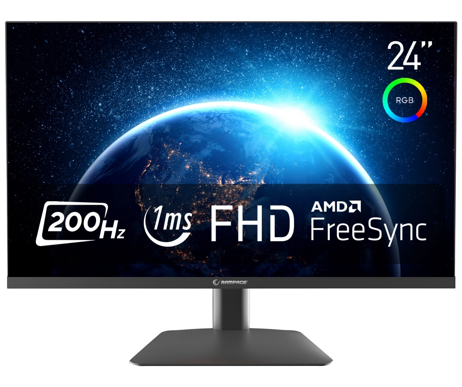 Rampage Rm-244S Flash 24" 200Hz 1Ms Csot Va Full Hd Freesync Rgb Pivot Pc Flat Oyuncu Monitörü ürün görseli