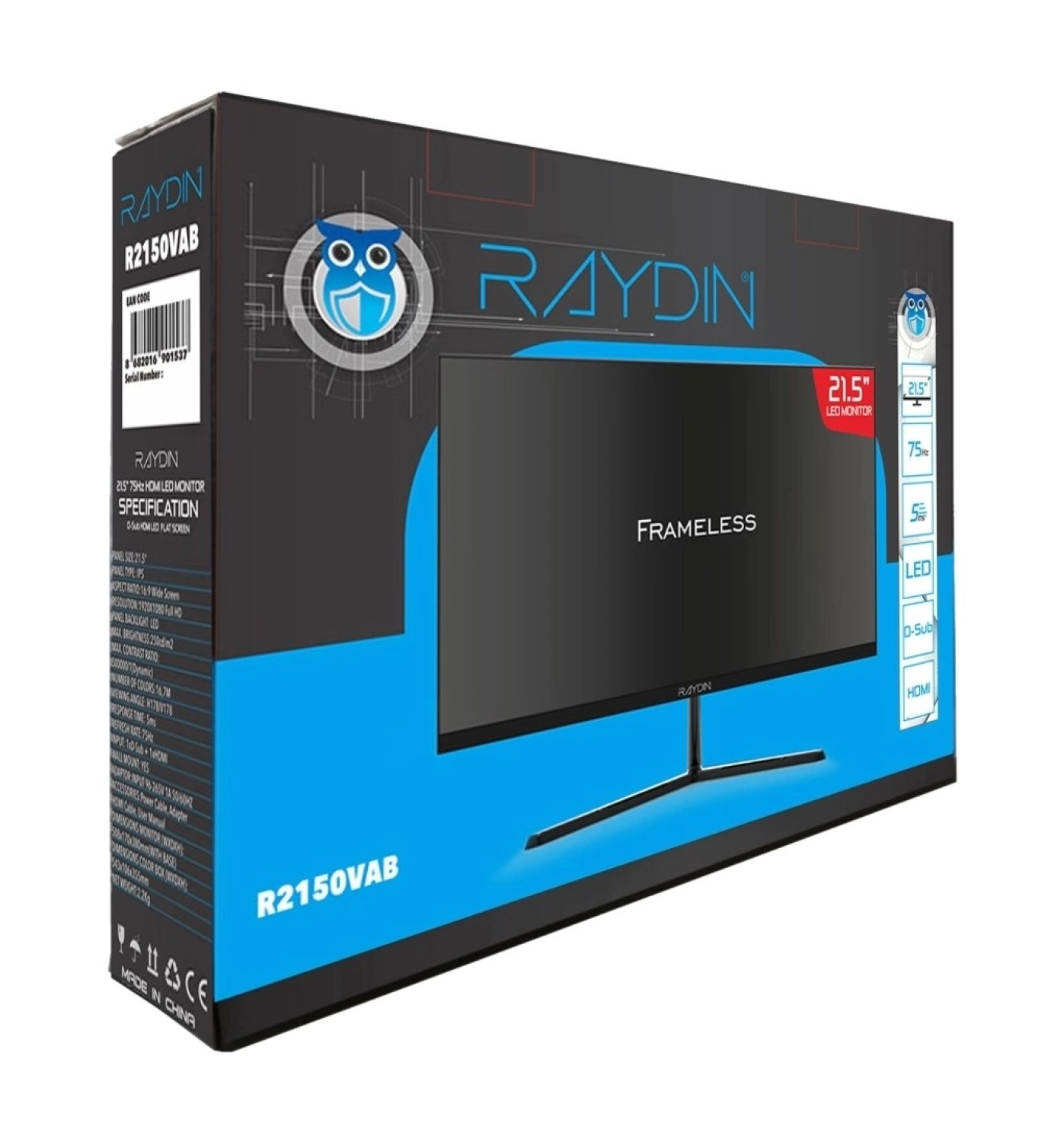 Raydın R2150Vab, 21,5&Quot; 5Ms, 75Hz, Full Hd, D-Sub, Hdmı, Frameless, Va Led Monitör (Siyah) - Görsel 3