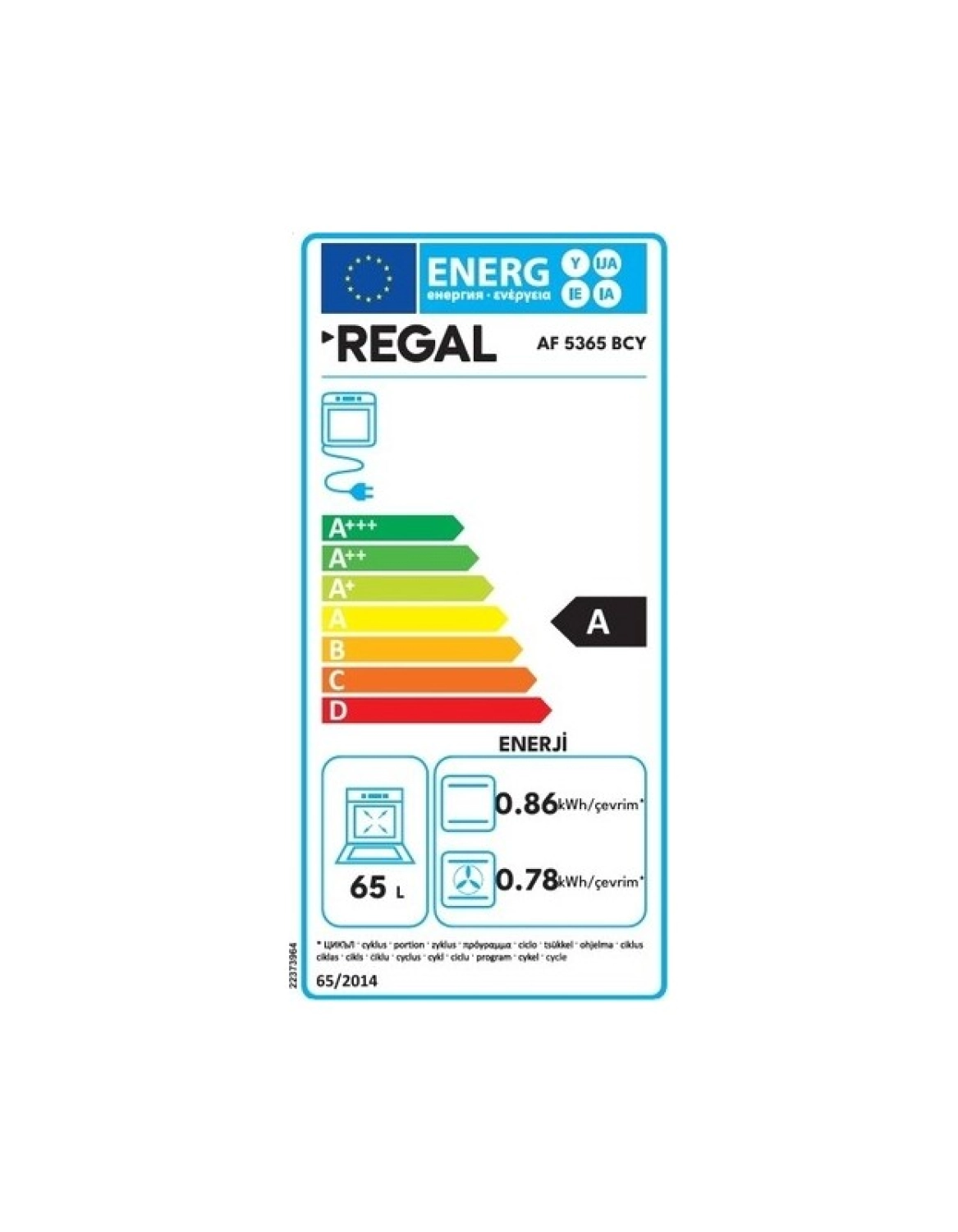 Regal Af 5365 Bcy A Enerji Sınıfı Elektroturbo Ankastre Fırın - Görsel 2