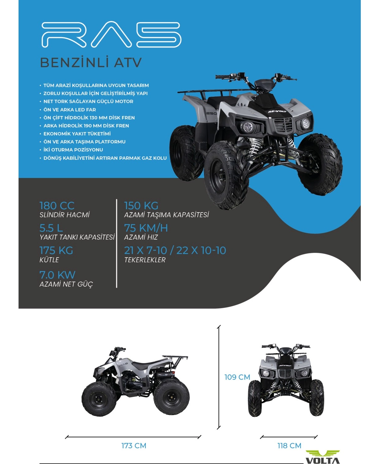 Revolt Volta Ra5 180Cc Offroad Atv - Görsel 4