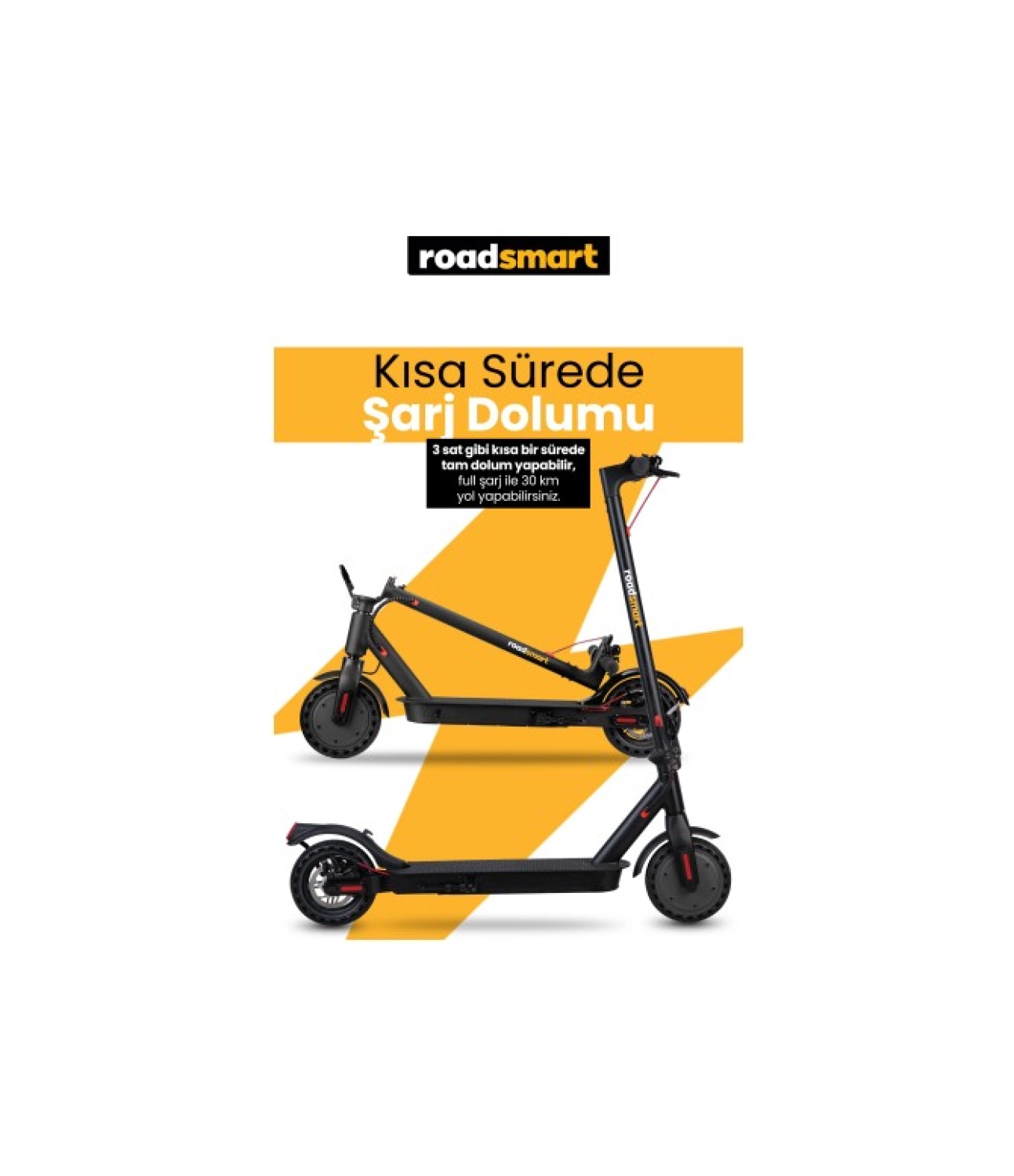 Roadsmart Garantili Katlanır Patlamaz Lastik Elektrikli Scooter - Görsel 2