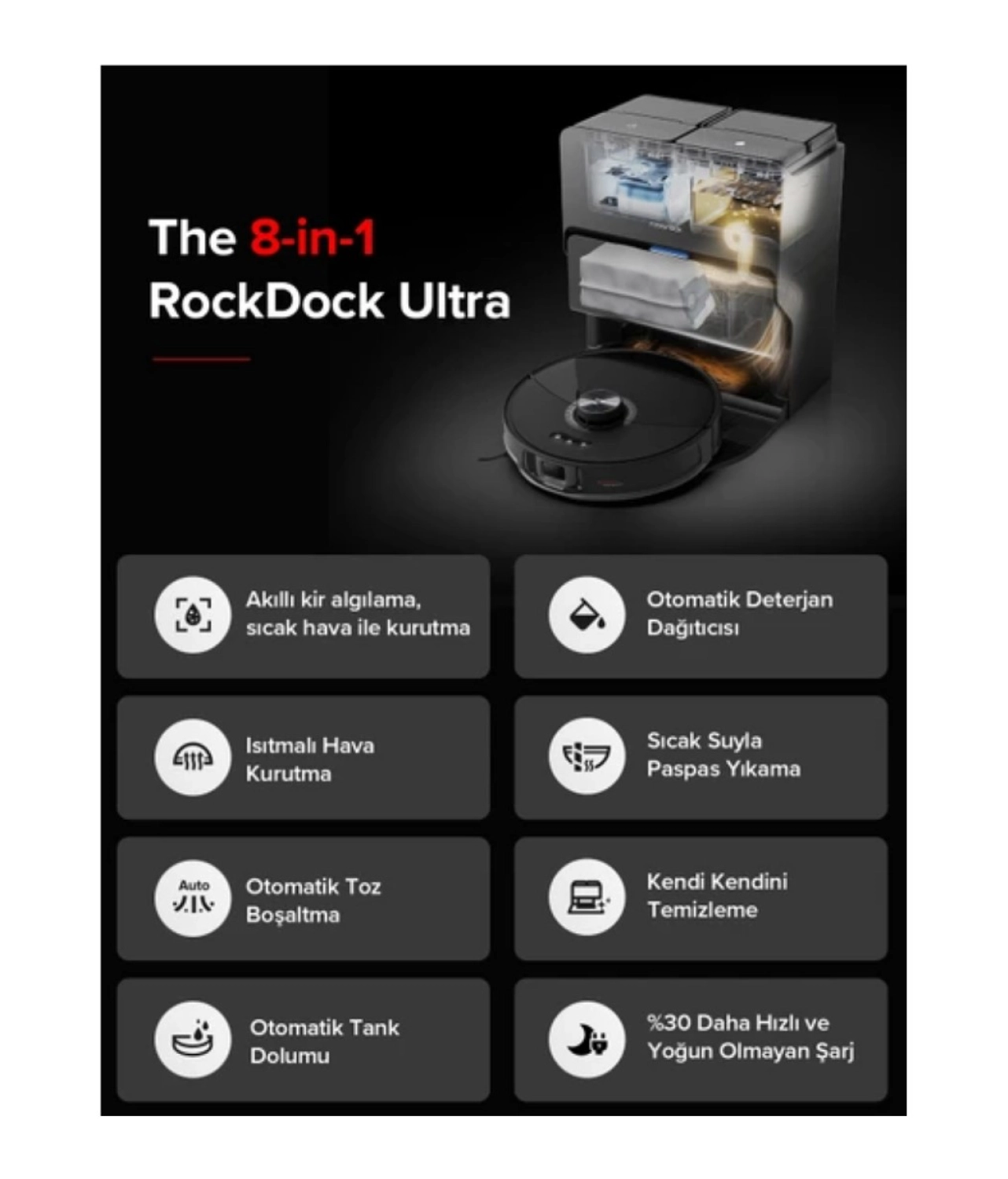 Roborock Lazer (Lıdar + Slam) Haritalandırma Teknolojisi Ultra Akıllı Robot Süpürge Beyaz - Görsel 7