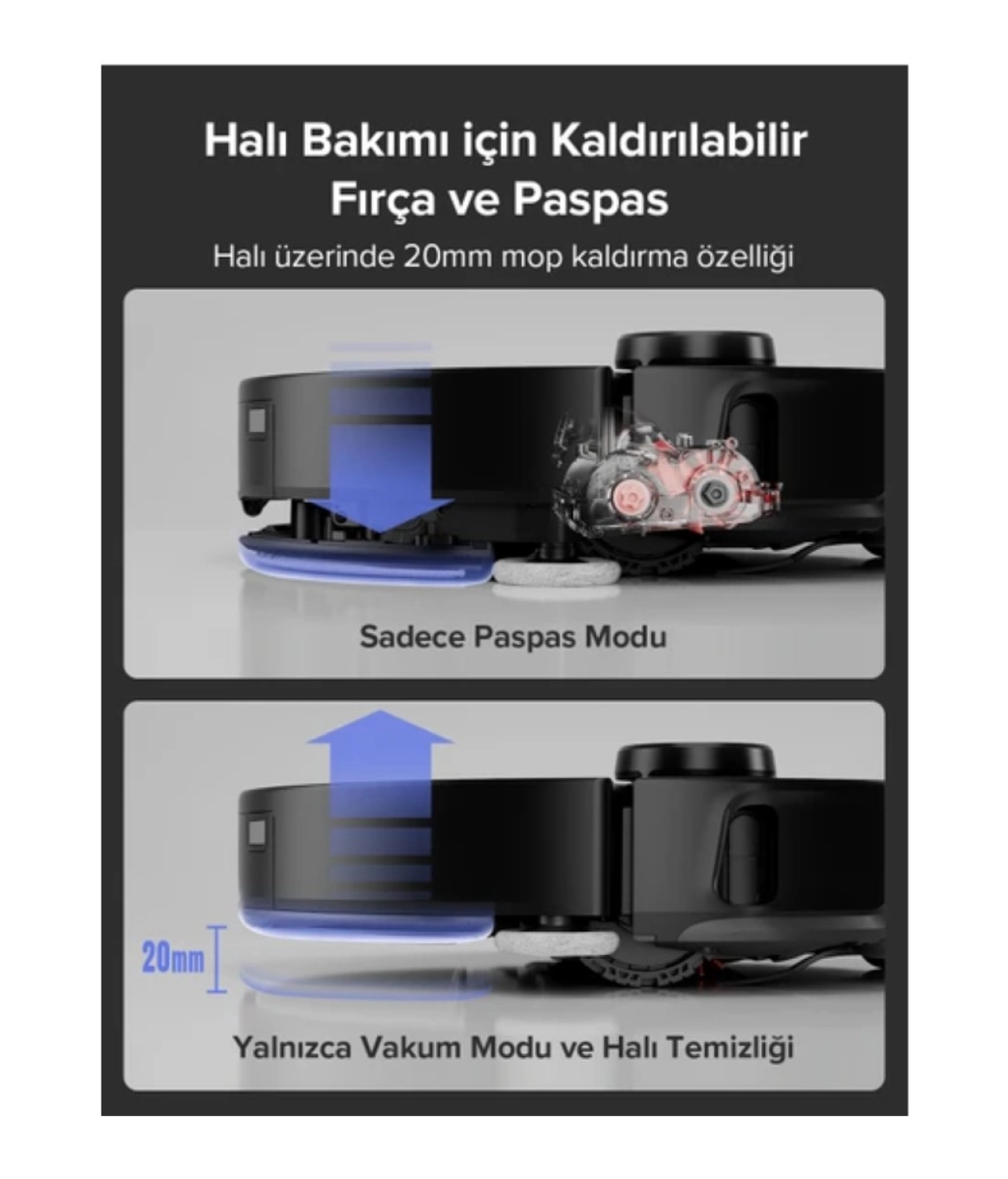 Roborock Lazer (Lıdar + Slam) Haritalandırma Teknolojisi Ultra Akıllı Robot Süpürge Beyaz - Görsel 4