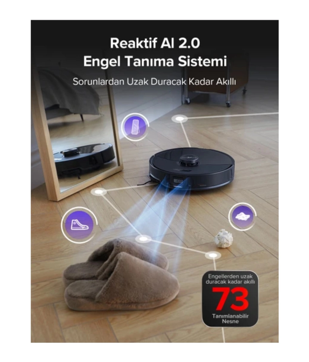 Roborock Lazer (Lıdar + Slam) Haritalandırma Teknolojisi Ultra Akıllı Robot Süpürge Beyaz - Görsel 6