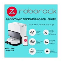 Roborock Lazer (Lıdar + Slam) Haritalandırma Teknolojisi Ultra Akıllı Robot Süpürge Beyaz