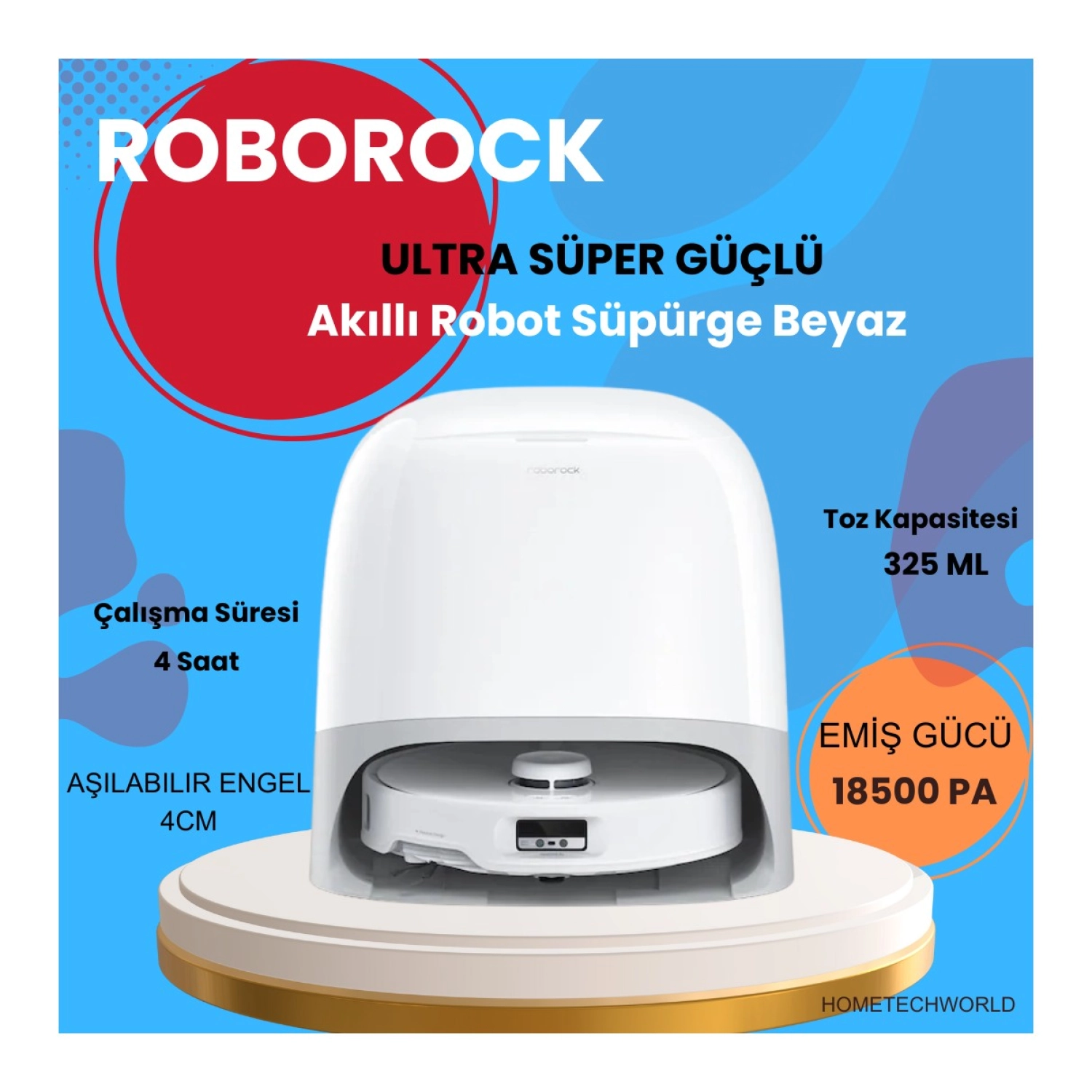 Roborock Ultra Emiş Gücüyle Lüx Akıllı Robot Süpürge Beyaz ürün görseli