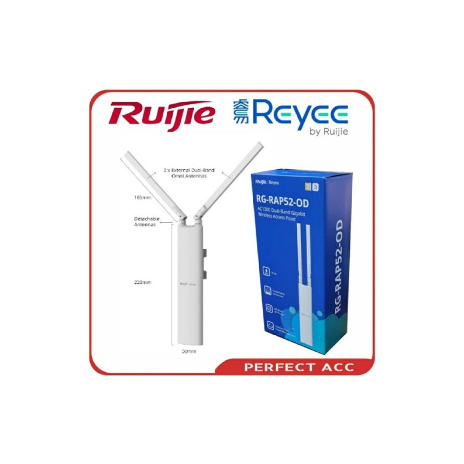 Ruijie Ruıjıe Reyee Rg-Rap52-Od Ac1300 Dual Band 300Metreye Kadar Harici Access Point ürün görseli