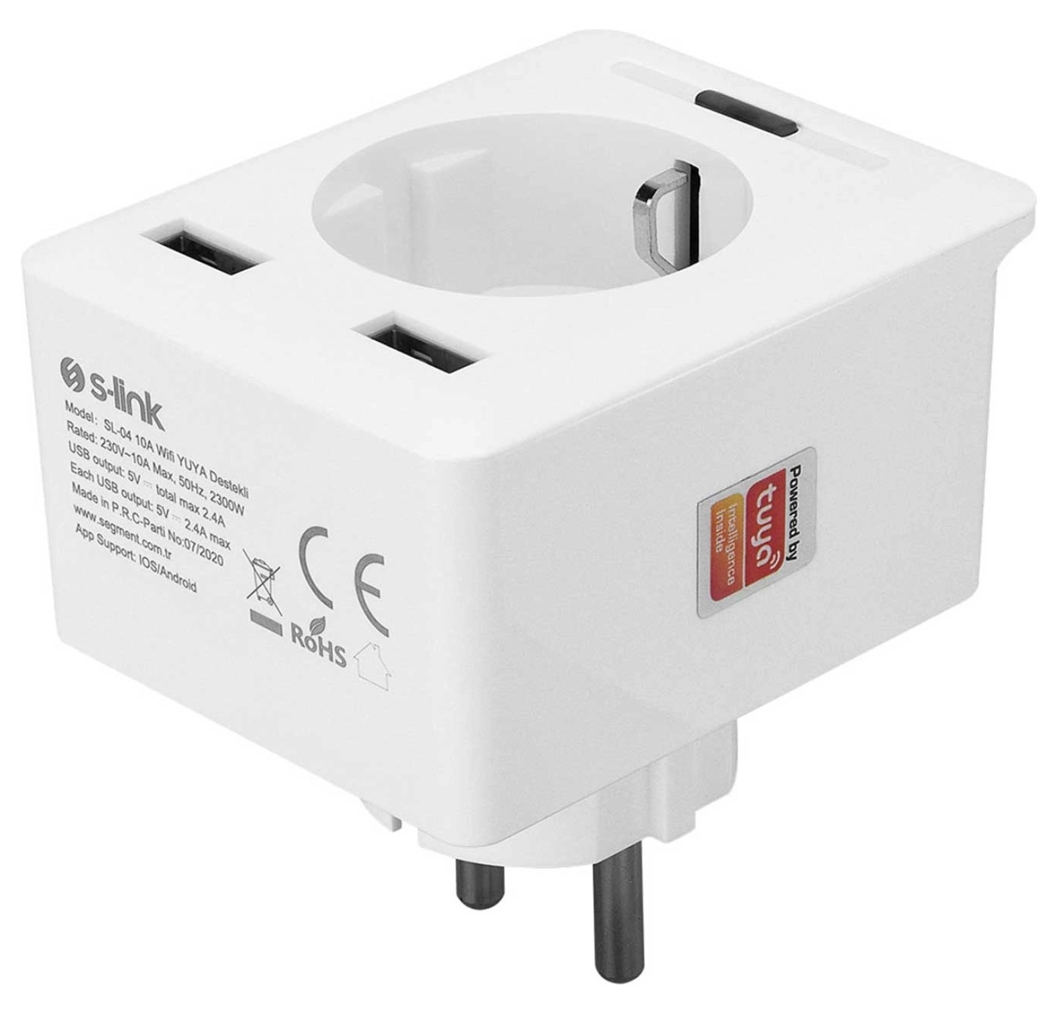 S-Link Swapp Sl-04 10A Akım Korumalı Akıllı Priz 2 Usb 2.4 Ghz Wifi Tuya Destekli - Görsel 6