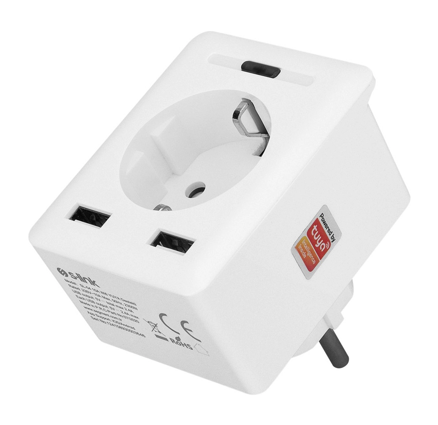 S-Link Swapp Sl-04 10A Akım Korumalı Akıllı Priz 2 Usb 2.4 Ghz Wifi Tuya Destekli ürün görseli