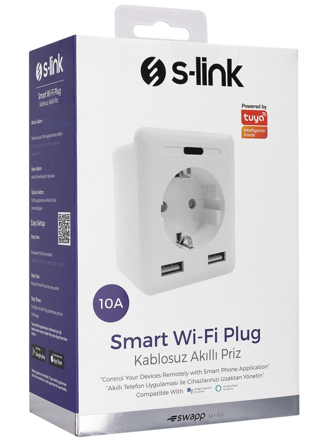 S-Link Swapp Sl-04 10A Akım Korumalı Akıllı Priz 2 Usb 2.4 Ghz Wifi Tuya Destekli - Görsel 2