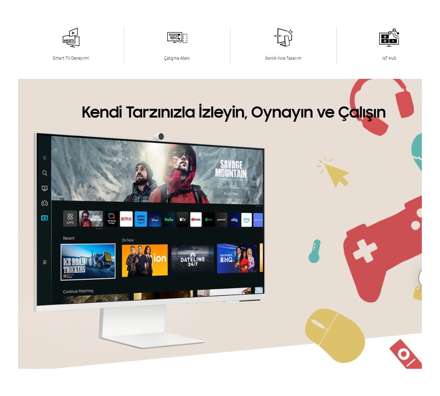 Samsung Akıllı-Smart Monitör Tv M8-32 Inç 4K 80 Ekran- Kamera , Silim Tasarım Type-C, Bluetooth Ve Wi-Fi Bağlantı Premium Monitör-Tv - Görsel 5