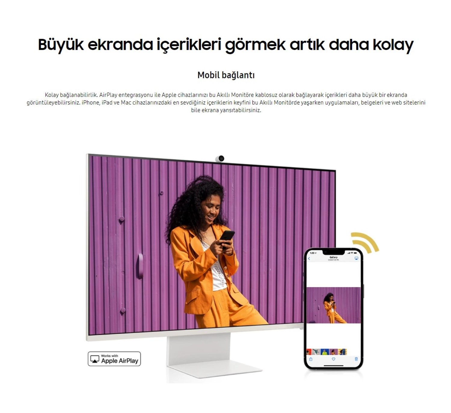 Samsung Akıllı-Smart Monitör Tv M8-32 Inç 4K 80 Ekran- Kamera , Silim Tasarım Type-C, Bluetooth Ve Wi-Fi Bağlantı Premium Monitör-Tv - Görsel 12