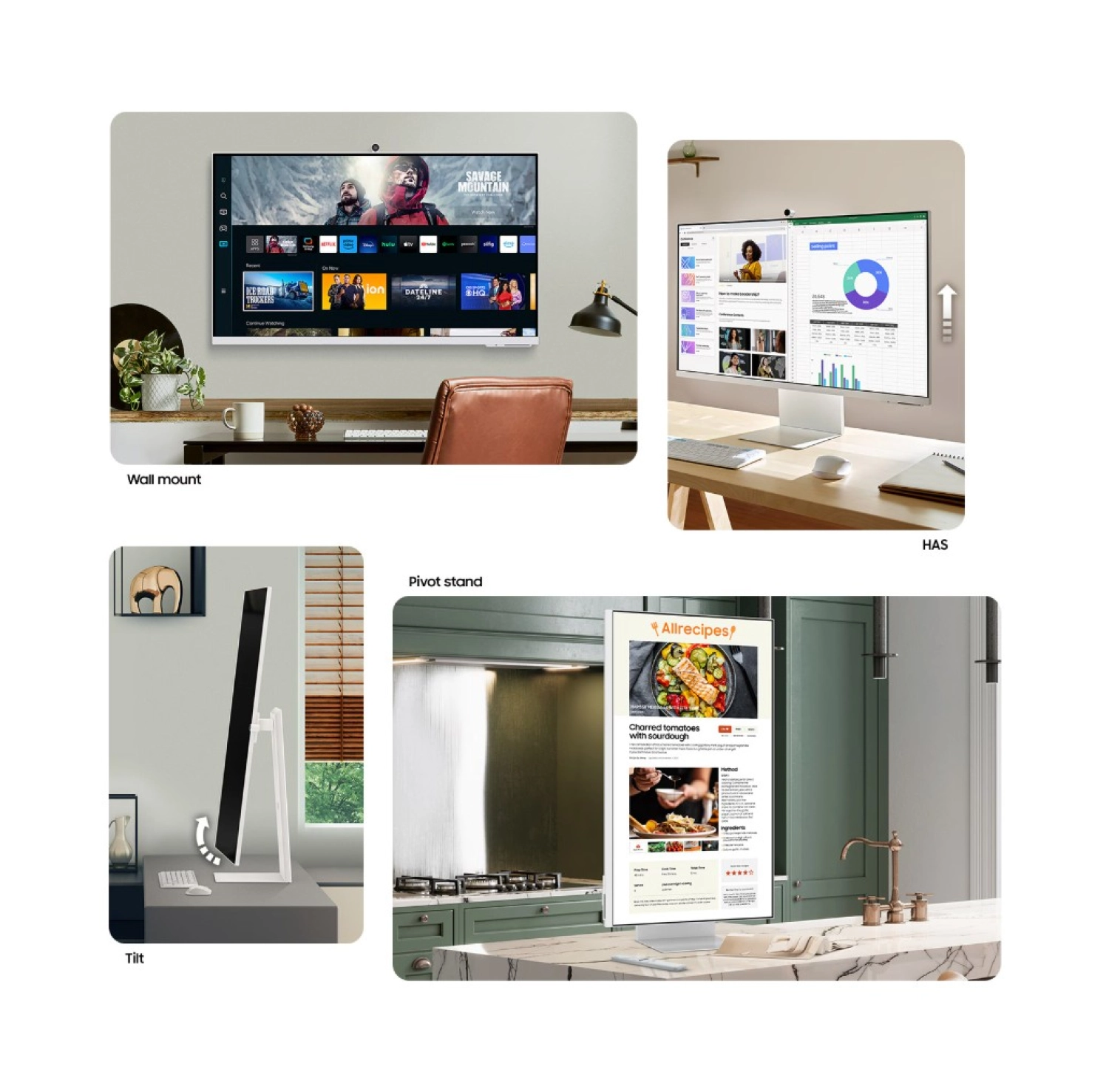 Samsung Akıllı-Smart Monitör Tv M8-32 Inç 4K 80 Ekran- Kamera , Silim Tasarım Type-C, Bluetooth Ve Wi-Fi Bağlantı Premium Monitör-Tv - Görsel 4