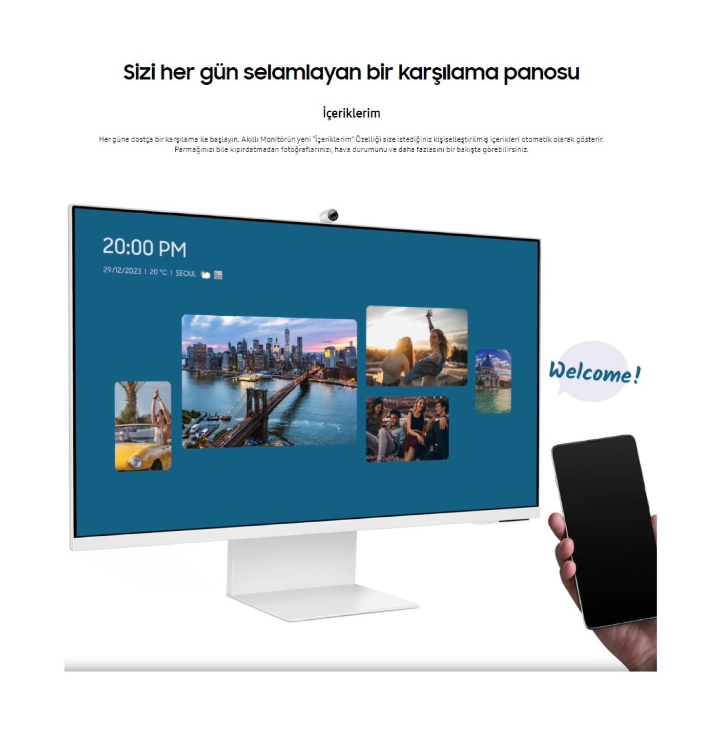 Samsung Akıllı-Smart Monitör Tv M8-32 Inç 4K 80 Ekran- Kamera , Silim Tasarım Type-C, Bluetooth Ve Wi-Fi Bağlantı Premium Monitör-Tv - Görsel 10