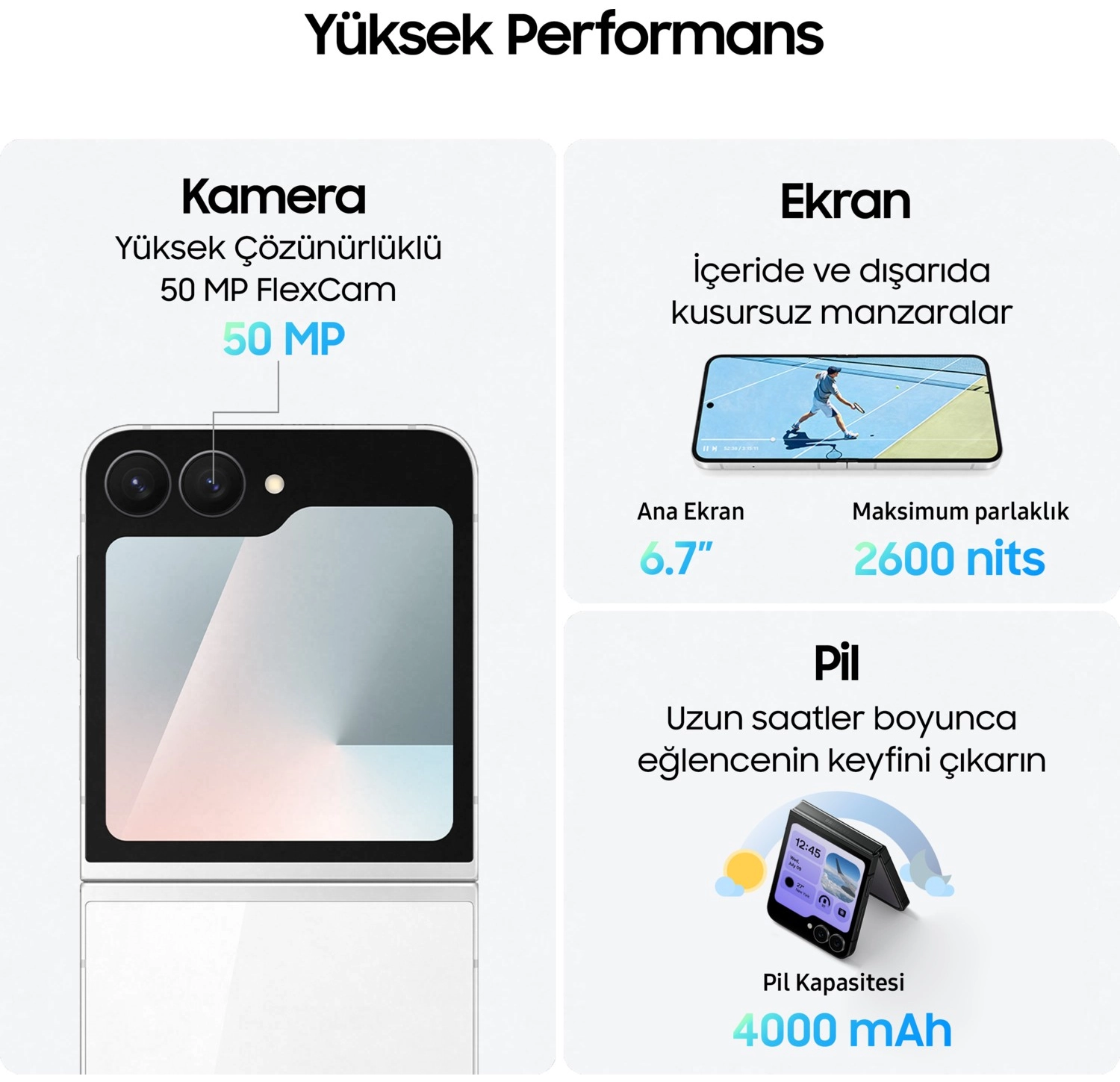 Samsung Galaxy Z Flip7 Fe 256 Gb 8 Gb Ram Siyah - Görsel 4