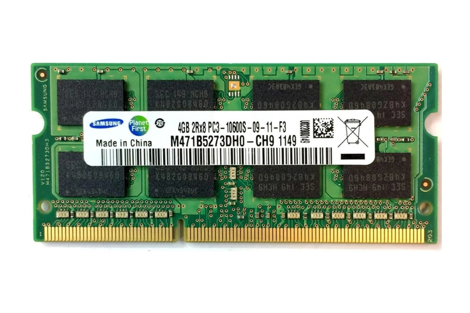 Samsung M471B5273Dh0-Ch9 4Gb 2Rx8 Pc3-10600S-09-11-F3 1333 Mhz 1.5V Notebook Ram ürün görseli