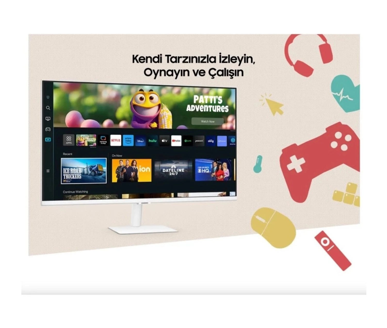 Samsung M5 27" Wi-Fi Bağlantı Akıllı Tv-Monitör 4Ms 60Hz 1920 X 1080 Fullhd Smart Slim Monitör Tv Siyah - Görsel 3