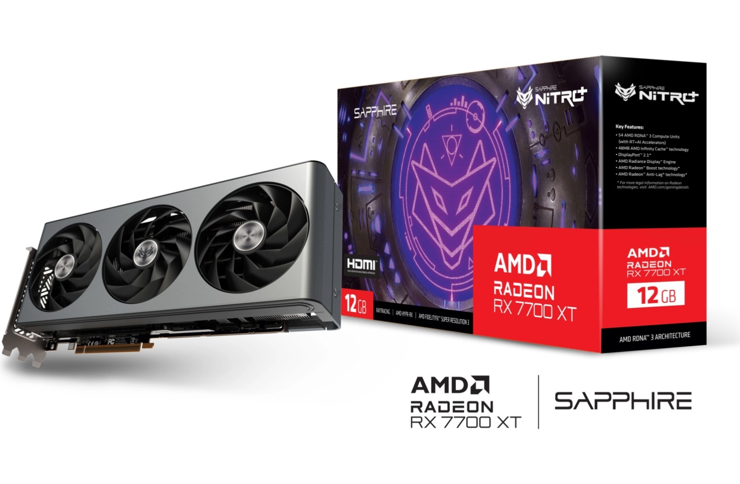 Sapphire Rx 7700 Xt Nitro+ Gaming Oc Amd 12Gb Gddr6 Ekran Kartı 11335-02-20G ürün görseli