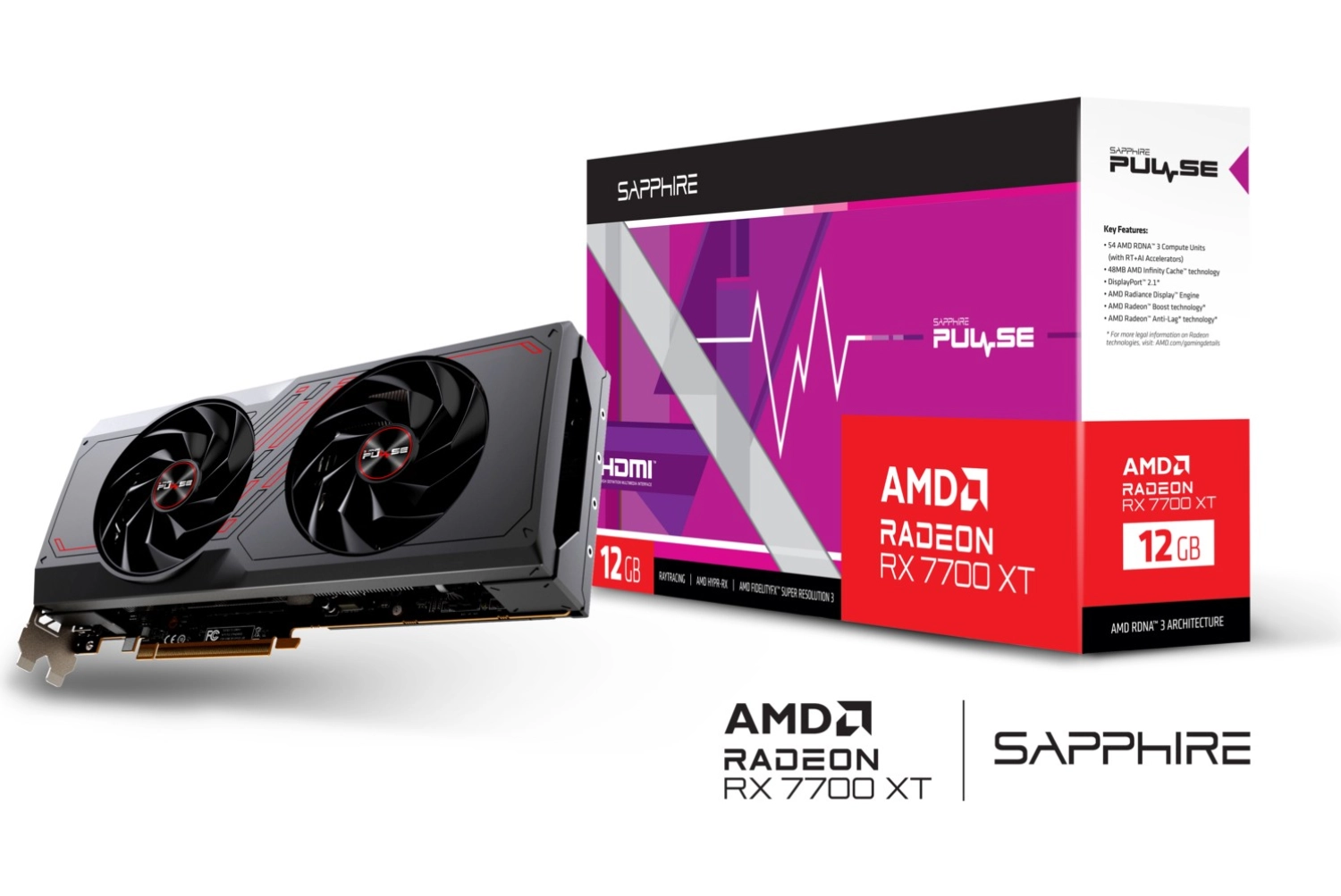 Sapphire Rx 7700 Xt Pulse Gaming Amd 12Gb Gddr6 Ekran Kartı 11335-04-20G ürün görseli