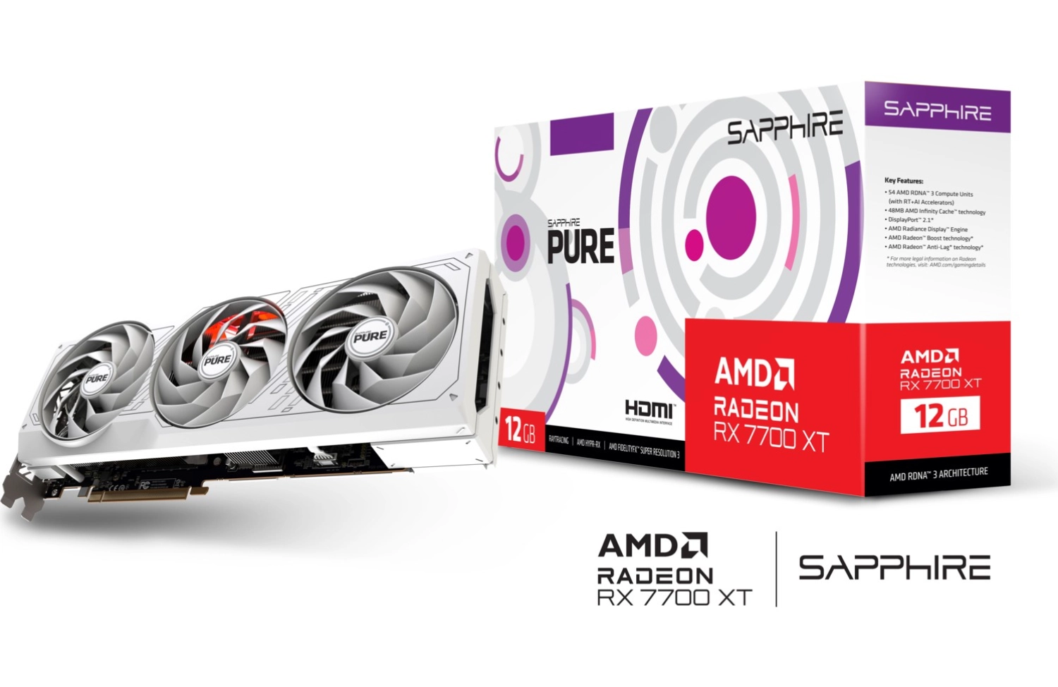 Sapphire Rx 7700 Xt Pure Gaming Oc Amd 12Gb Gddr6 Ekran Kartı 11335-03-20G ürün görseli