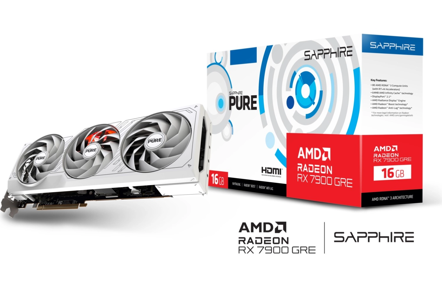 Sapphire Rx 7900 Gre Pure Amd 16Gb Gddr6 Ekran Kartı ürün görseli
