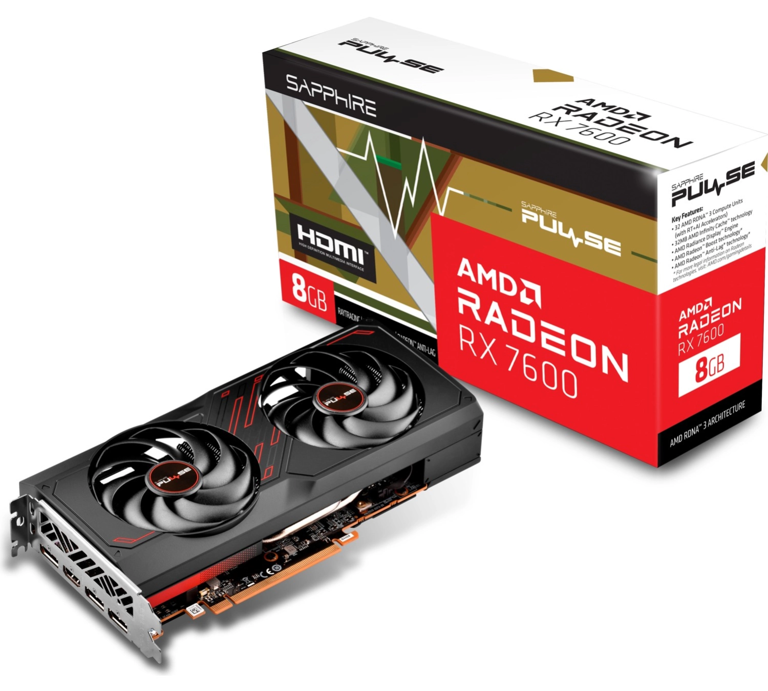 Sapphire Sapphıre Amd Radeon Rx 7600 Pulse 8Gb 128Bit 2755 Mhz Gddr6 Pci-Express 4.0 Ekran Kartı 11324-01-20G - Görsel 4