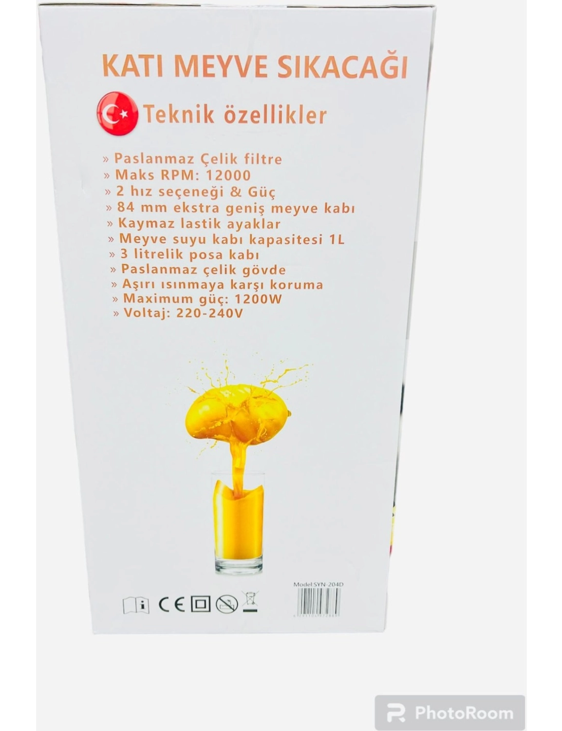 Sayona Syn-204D 1200 W Katı Meyve Sıkacağı - Görsel 2