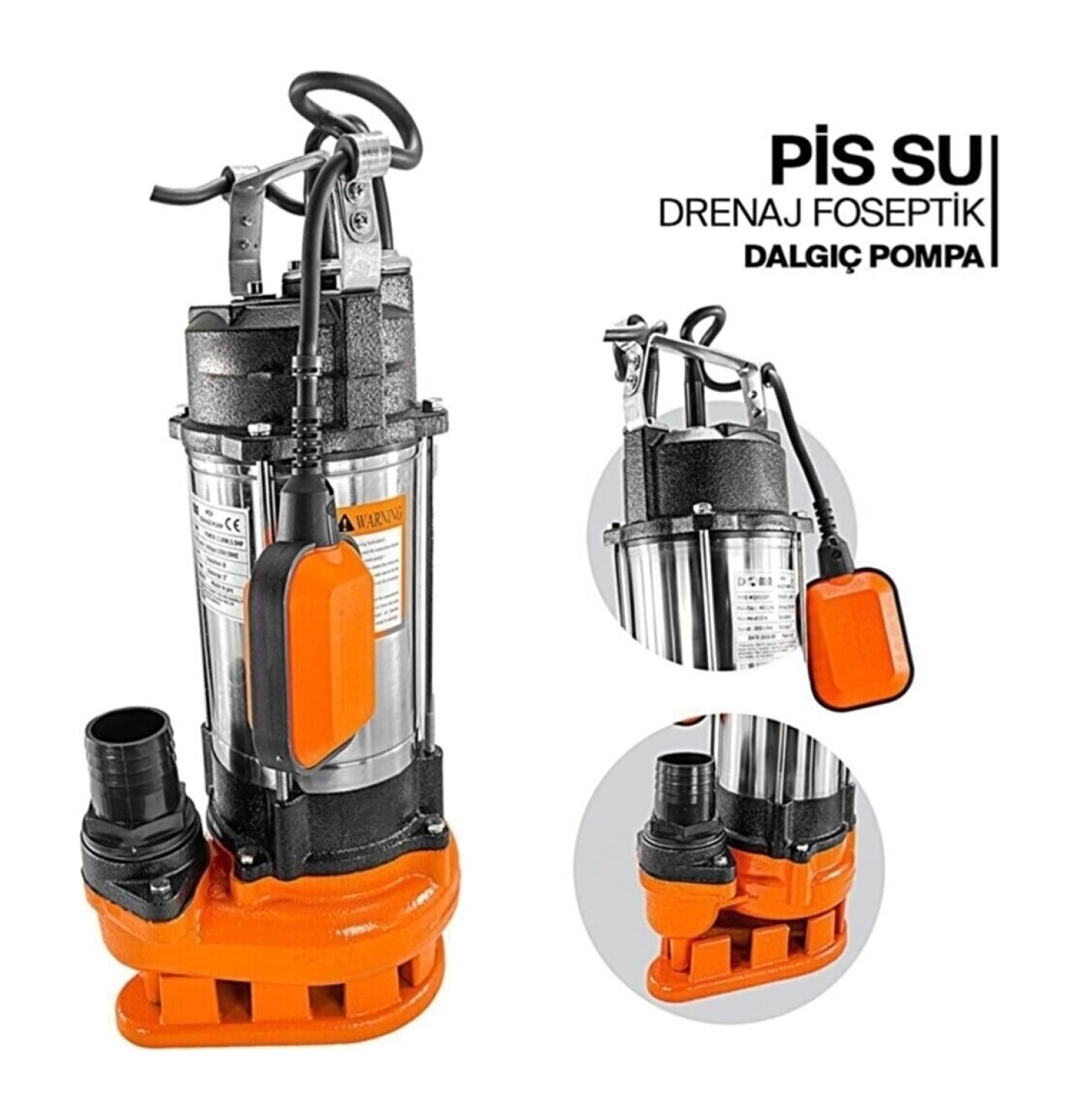 Schutzenger Alman 1.5Hp 550Df Drenaj Logar Atık Dalgıç Su Pompası Motoru - Bıçaklı Parçalayıcı Sc-550F - Görsel 3