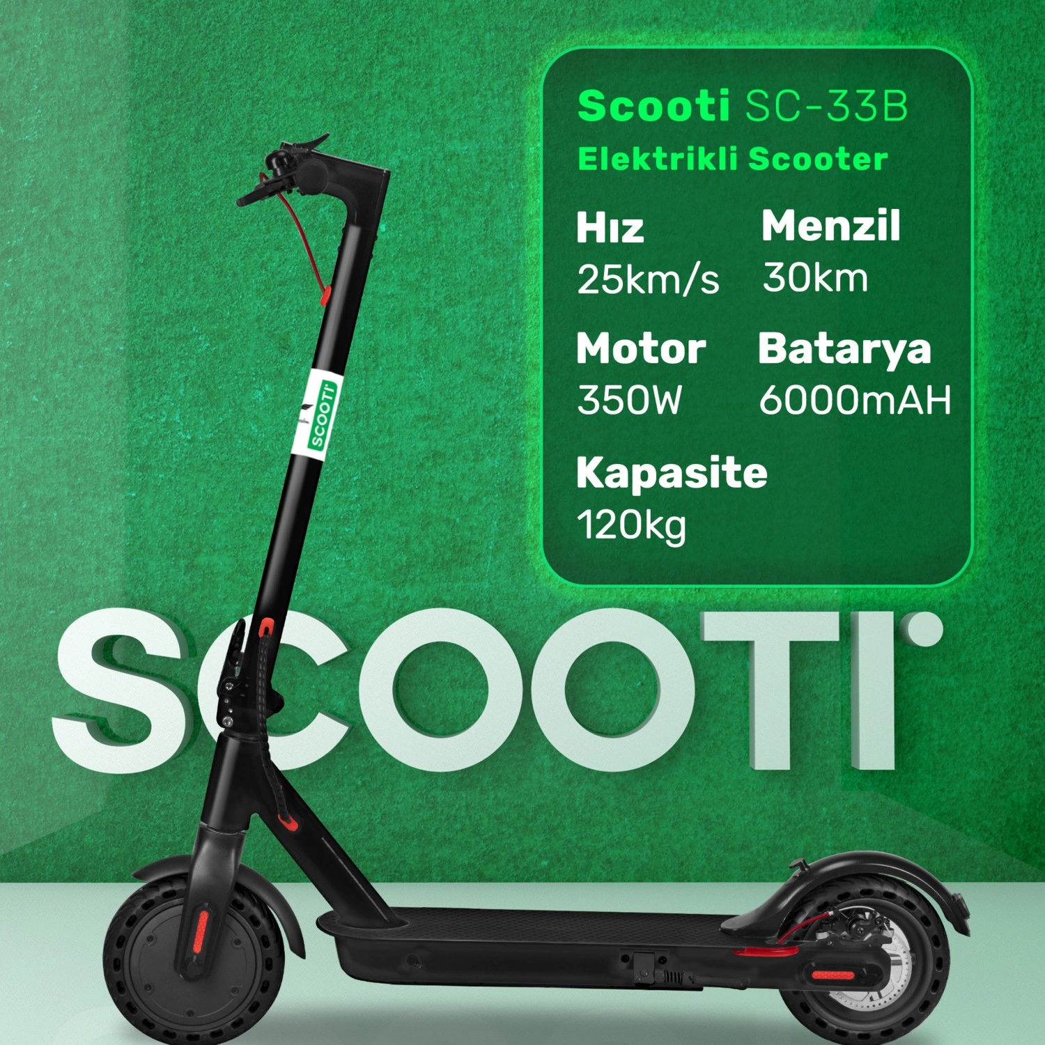 Scooti Scootı Sc-33B Siyah Elektrikli Scooter - Görsel 3